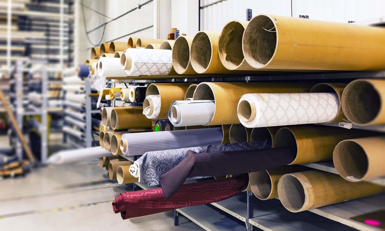 Rolls of technical fabric stacked together